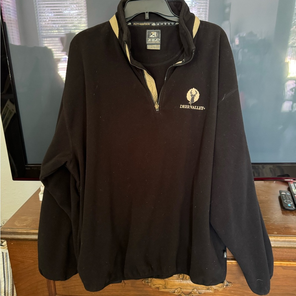 Black and Tan Men's Deer Valley 1/4 Zip Pull Over Fleece Jacket